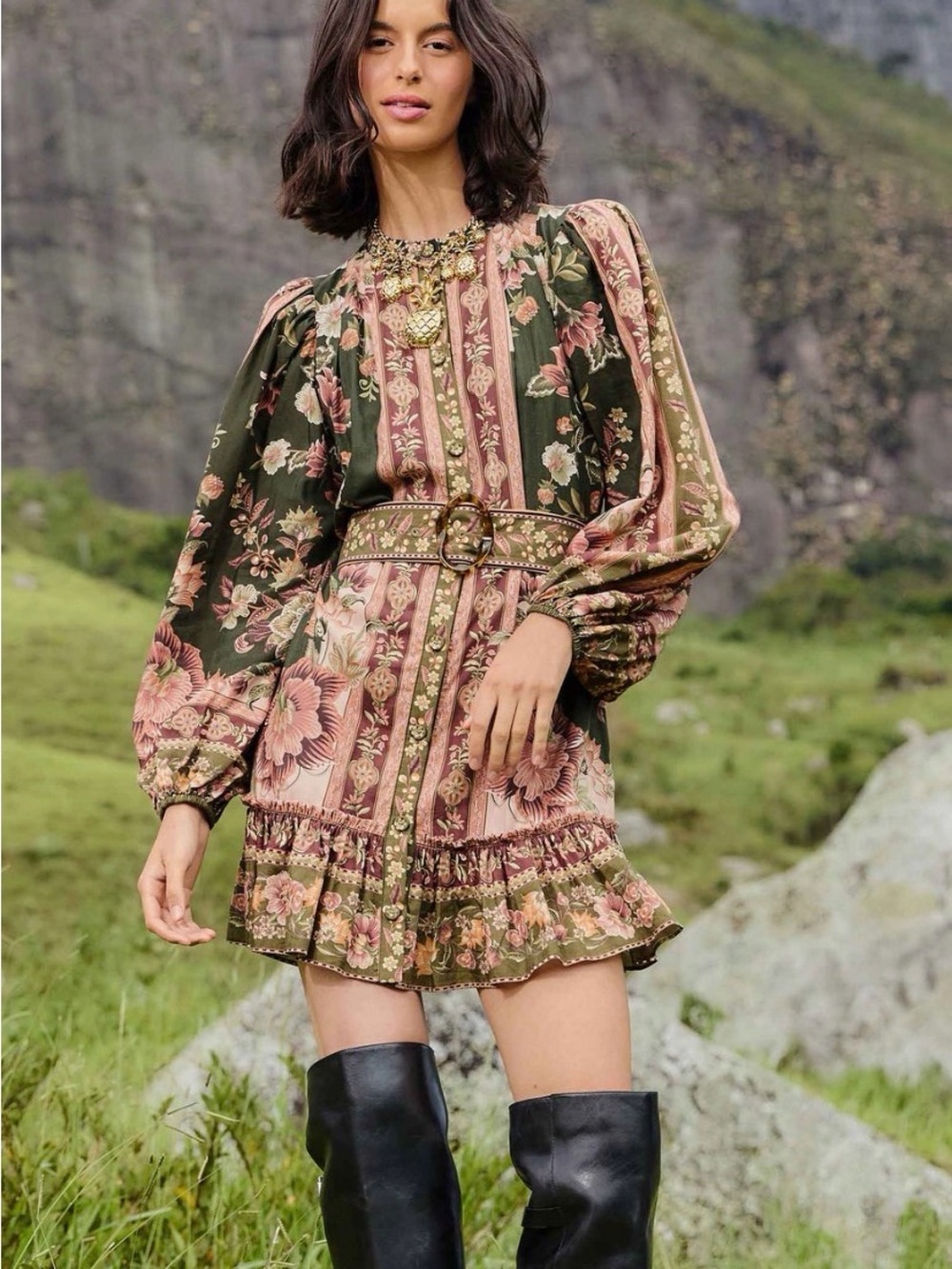 FARM Rio Flowering Garden Tree Green Mini Dress